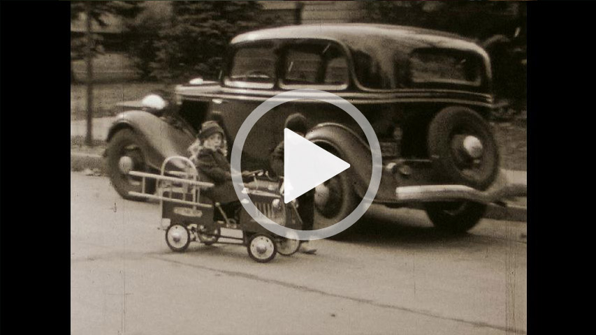 film 8mm, restauro video, camion dei pompieri, bianco e nero, film del 1938