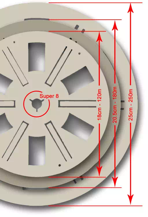 Différentes tailles de bobines Super-8
